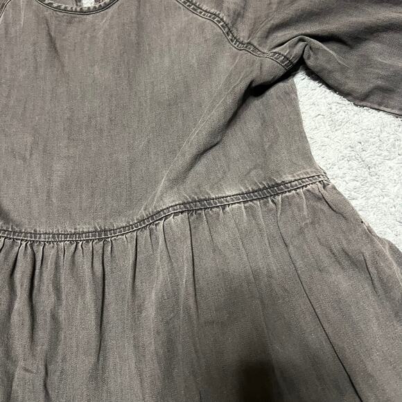 Madewell Dress Womens XS Raglan Mini Dress Denim Gray Long Sleeve - Picture 2 of 8